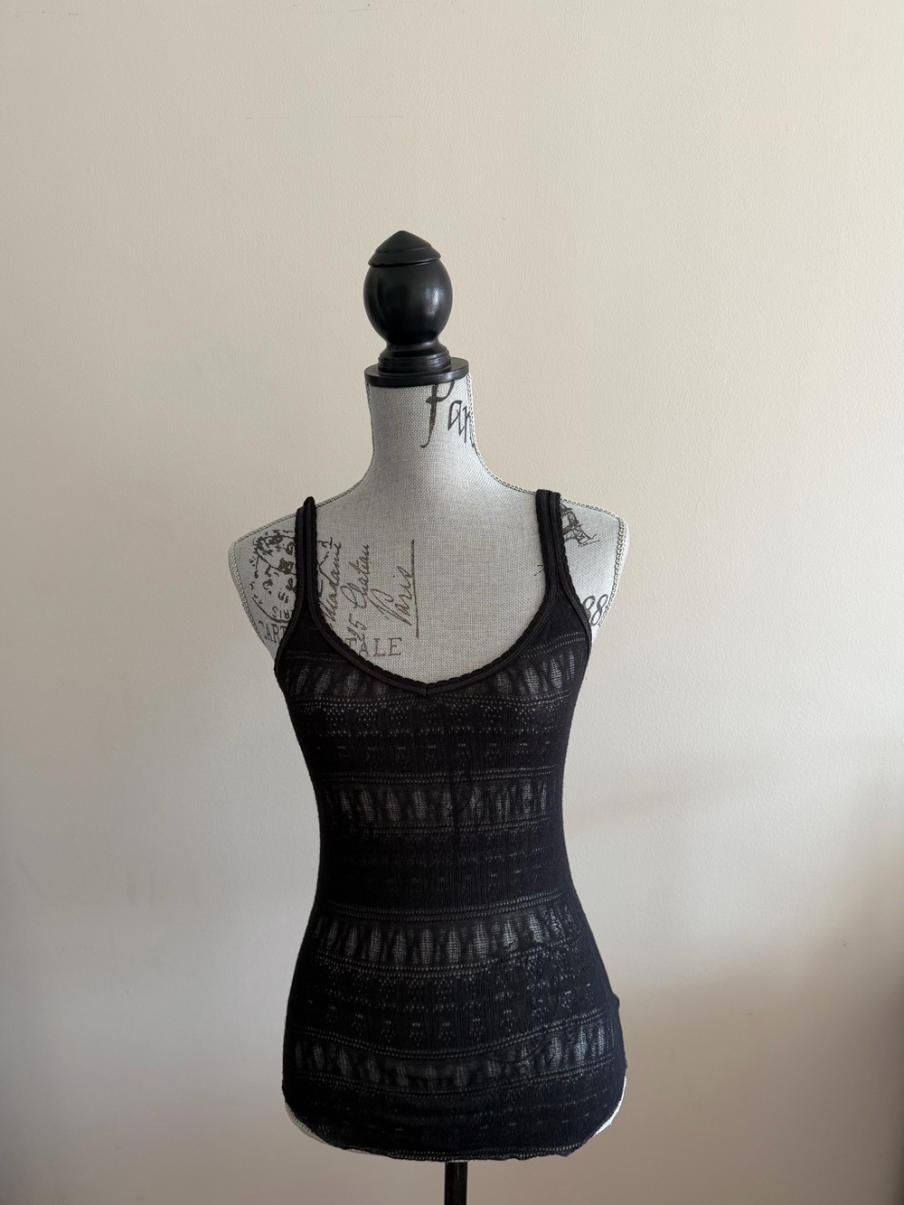 Aeropostale Black Pointelle Knit Tank Top Y2K M